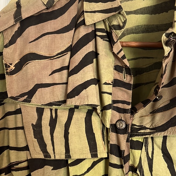 Point to Point. Olive/gold/black animal print maxi skirt/blouse outfit szS - Picture 4 of 11